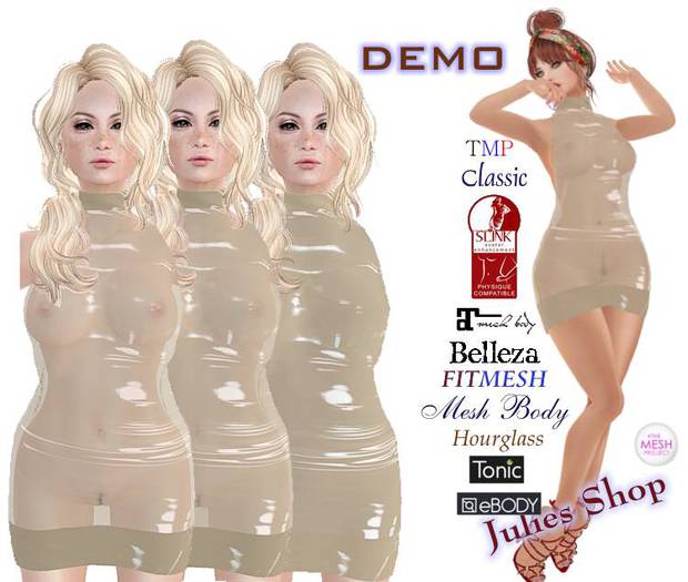 Latexkleid Nacken Latex Dress Neck NUDE  BOX * DEMO