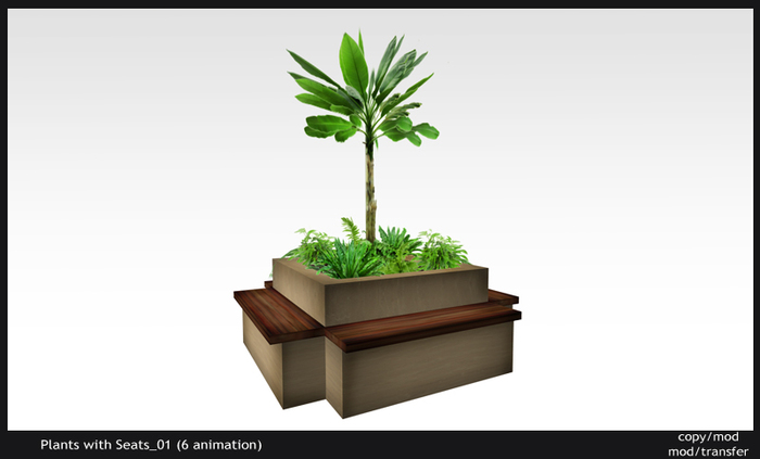 PLANTS WITH SEATS V.01- 6 ANIMATION Copy/modify and modify/transfer EVLAND