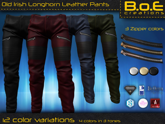 BoE - DEMO - Old Irish Longhorn Leather Pants Z&S