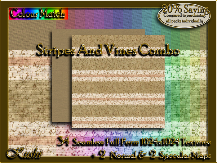 Stripes And Vines Combo Seamless Textures