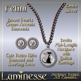 FELINI Emily Necklace & Earrings Set - Brown Cream Diamond Silver