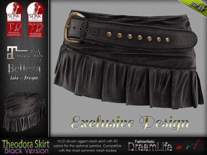 Theodora Black Mini Female Skirt - Maitreya Lara, Slink Physique Hourglass, Freya, Isis. - DreamLife - FashionNatic