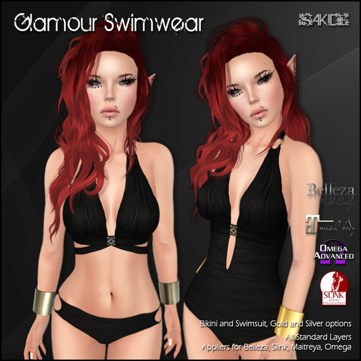 [ SAKIDE ] Glamour Swimwears Black