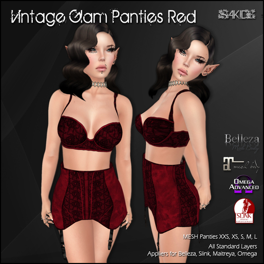 [ SAKIDE ] Vintage Glam Panties Red