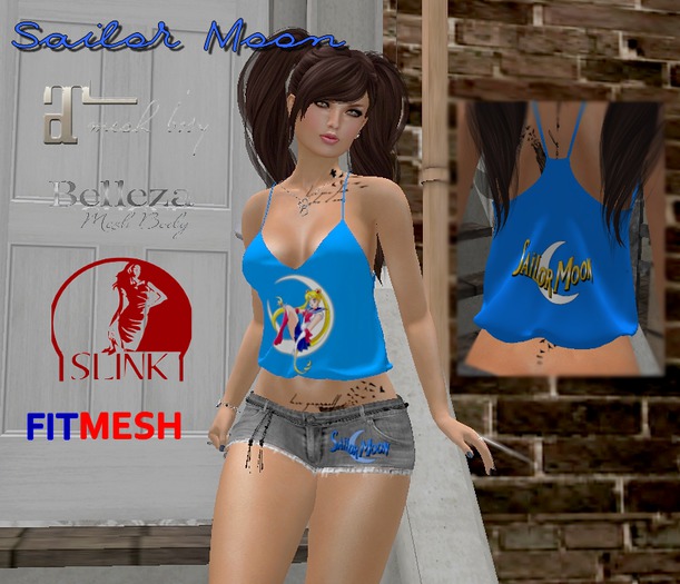 Sailor Moon Top and Mini Shorts FitMesh