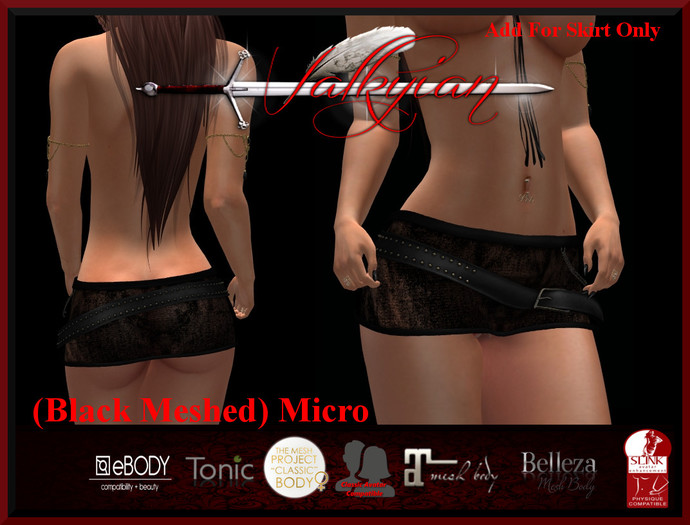 ~Valkyrian~ (Black Meshed) Micro Mini Skirt (BOXED)