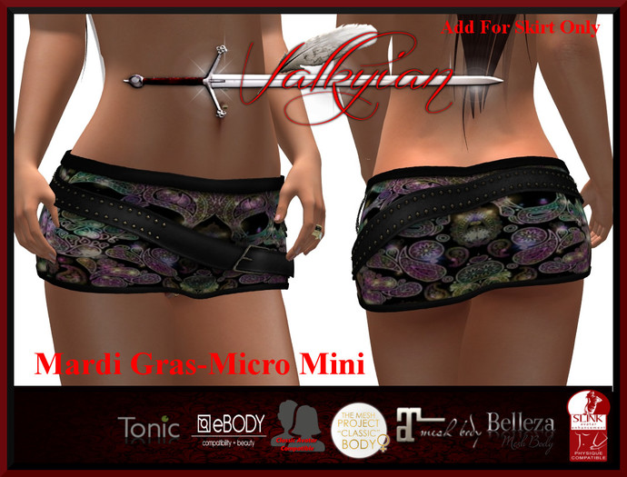 ~Valkyrian~ (Mardi Gras) Micro Mini Skirt (BOXED)