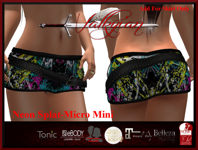 ~Valkyrian~ (Neon Splat) Micro Mini Skirt (BOXED)