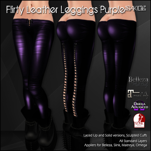 [ SAKIDE ] Flirty Leather Leggings Purple