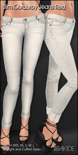 [ SAKIDE ] Slim Corduroy Jeans White