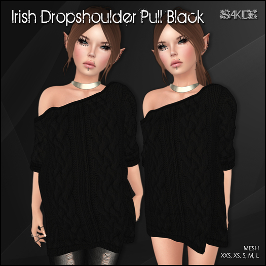 [ SAKIDE ] Irish Dropshoulder Pull Black