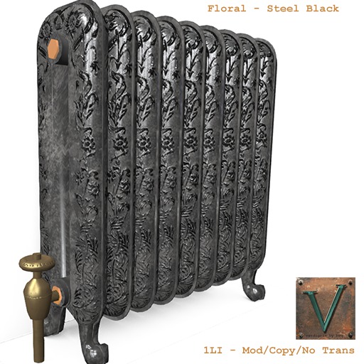 {Verdigris}Vintage Radiator [floral steel/black]