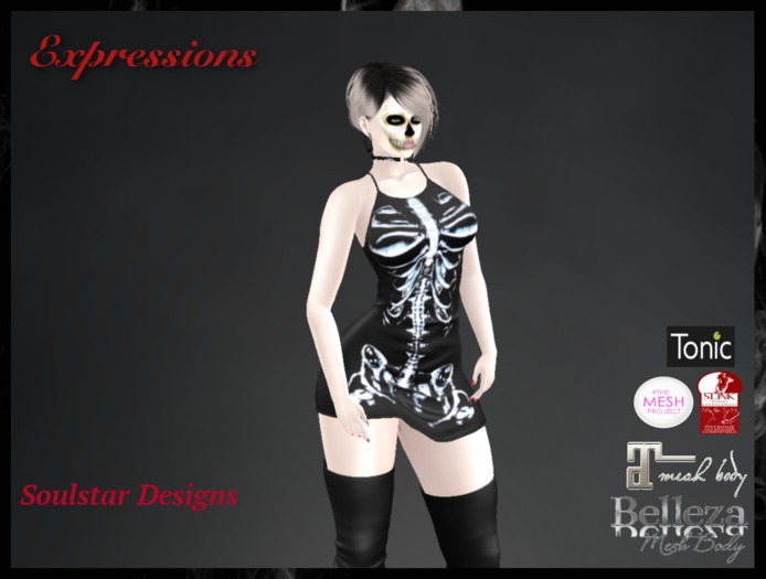 Expressions Tank Dress - Halloween Skeleton