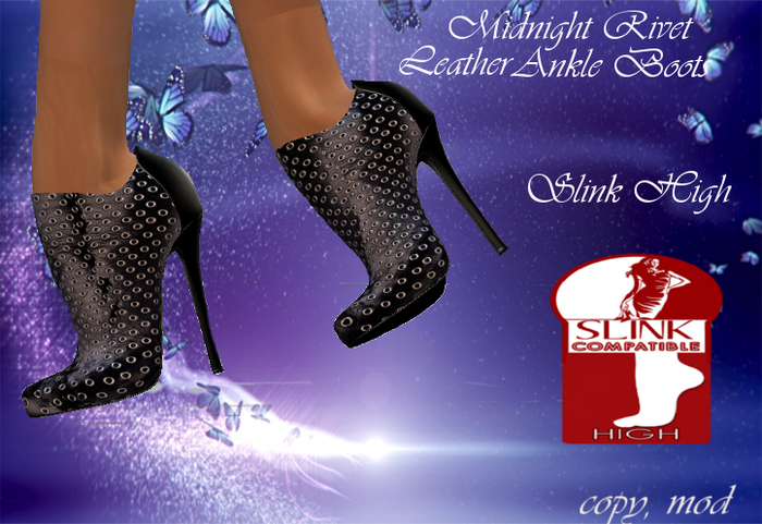 Midnight Rivet Slink High Ankle Boots