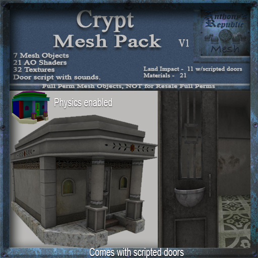 Crypt V1 Mesh Kit, Cemetary / Halloween Mausoleum, Full Perms