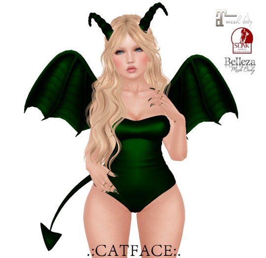 .:CATFACE:. Demon Emerald Green