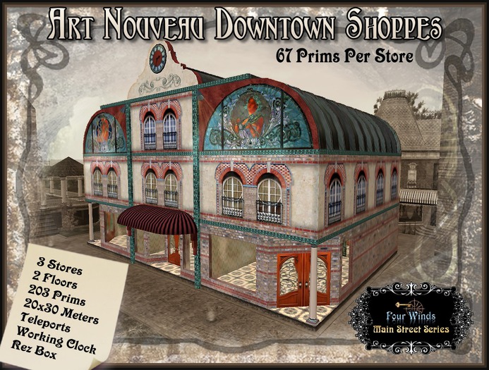 Second Life Marketplace Art Nouveau Downtown Shoppes Retail Stores