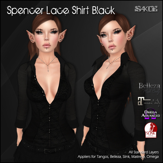 [ SAKIDE ] Spencer Lace Shirt Black