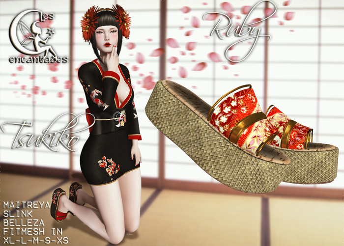 *LE* Tsukiko Sandals Ruby