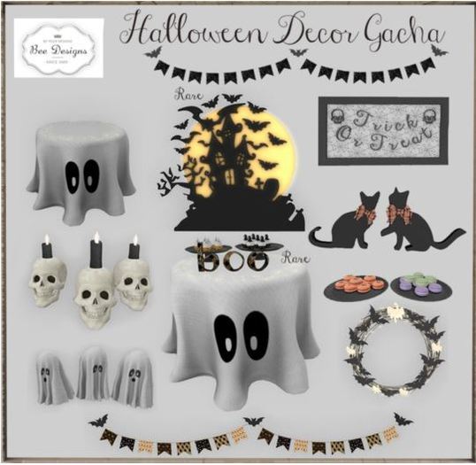 Bee Designs Halloween Decor Gacha Skulls with candles
