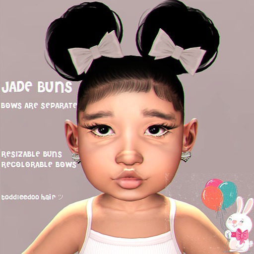 Little Rumi ~ Jade Buns w/ Bows