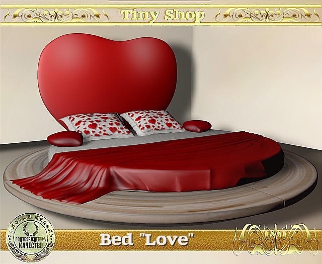 Second Life Marketplace Bed "Love" 100 mesh (full perm).