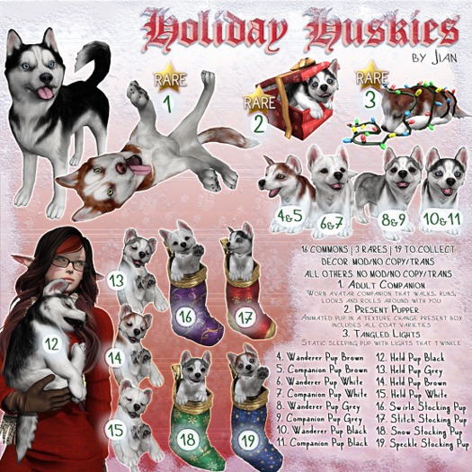 JIAN Holiday Huskies 17. Stitch Stocking Pupper