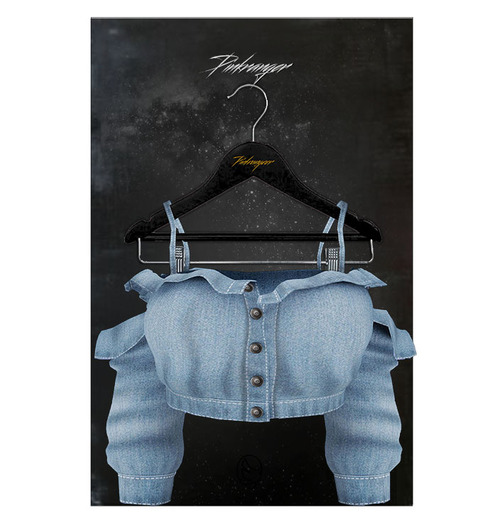 PINKRANGER. Off-the-Shoudler Ruffles//LightDenim
