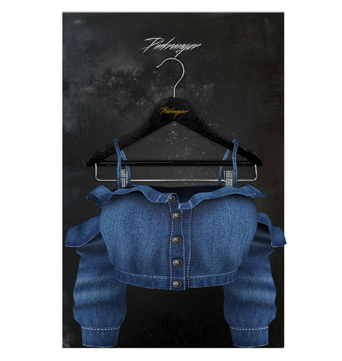 PINKRANGER. Off-the-Shoudler Ruffles//MedDenim