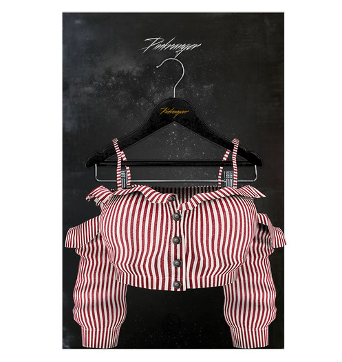 PINKRANGER. Off-the-Shoudler Ruffles//Red/WhiteStripes