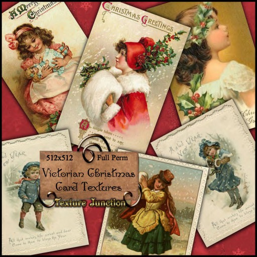 ~TJ~  Victorian Christmas Card Texture Set