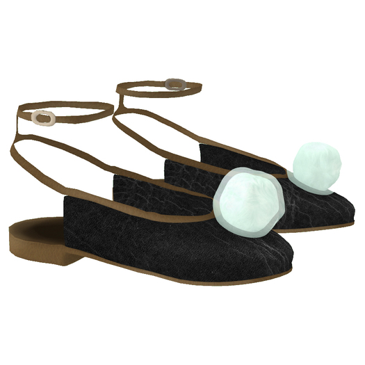 Delore . Pom Pom Flats - Black Leather  - Toddleedoo Baby & Bad Seed Bebe