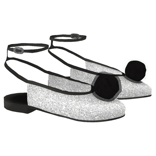 Delore . Pom Pom Flats - Glitter Silver - Toddleedoo Baby & Bad Seed Bebe