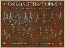Parkins Textures - Fun Skeleton Set - 20x Full Perm 512x512 Alphas - Spooky, Decoration, Horror, Halloween, Scary