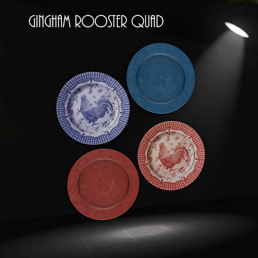 Gingham Rooster Wall Plates