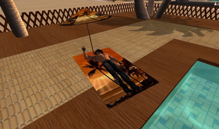 Towel Sunbath Hawaiian Sunset  3 Prims