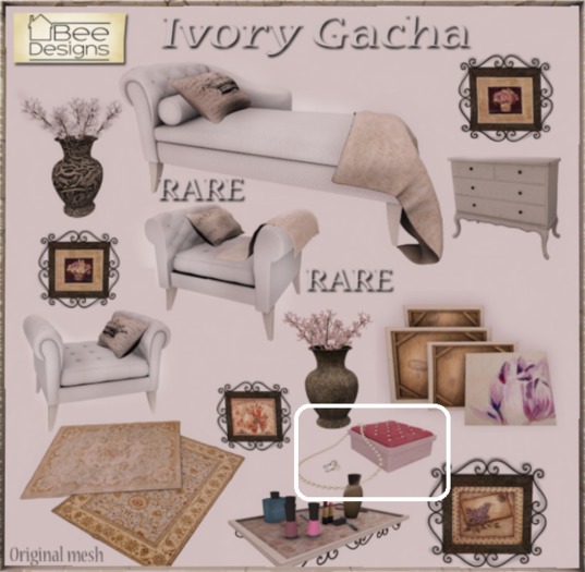 .:Bee Designs:.Ivory Gacha Cosmetics Tray