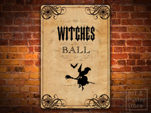 WITCHES BALL Halloween Poster | Rusty Metal Style Wall Sign
