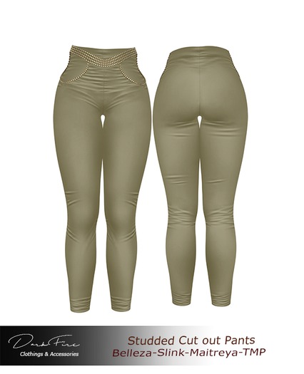 DarkFire-Studded Cutout Pants-Color#23