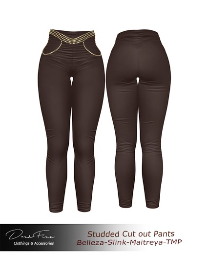DarkFire-Studded Cutout Pants-Color#12