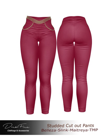 DarkFire-Studded Cutout Pants-Color#07