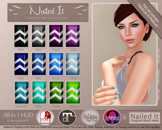 *DOLLARBIE* Nailed It - All in One HUD - Chevron Set Cool Colors