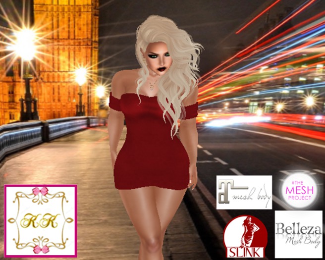 ! KK ! Bare Shoulder Sleeve Mini -Red Wear/Rez