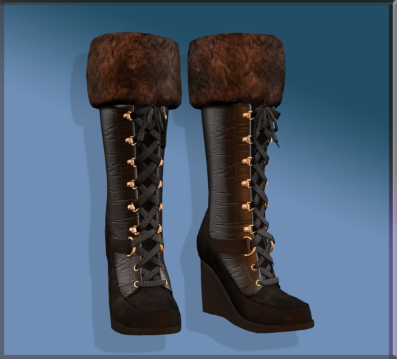 Winter boots black brown, lined with fur