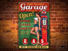 FULL SERVICE Sexy Garage Themed Pinup Poster | Rusty Metal Style Wall Sign 