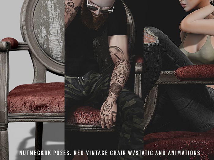 Nutmeg&RK Poses. Red Vintage Chair w/static and animations