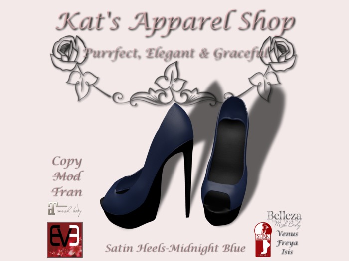 KAS-Satin Heels Midnight Blue