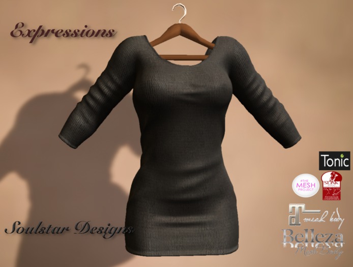 Expressions - Bodycon Dress Gray Knit