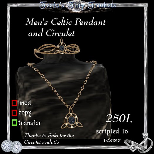 !~TTT~! Men's Gold Celtic Pendant Set