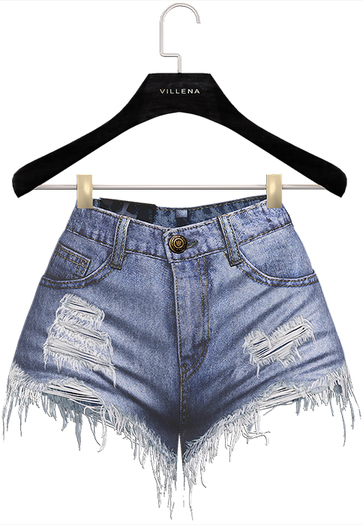 .:villena:. - Ripped Denim Shorts - Blue